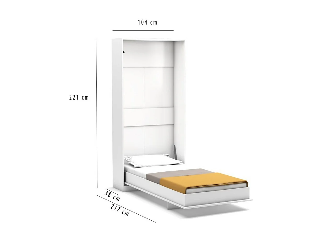 Lit escamotable verticaux blanc 221x104x38cm