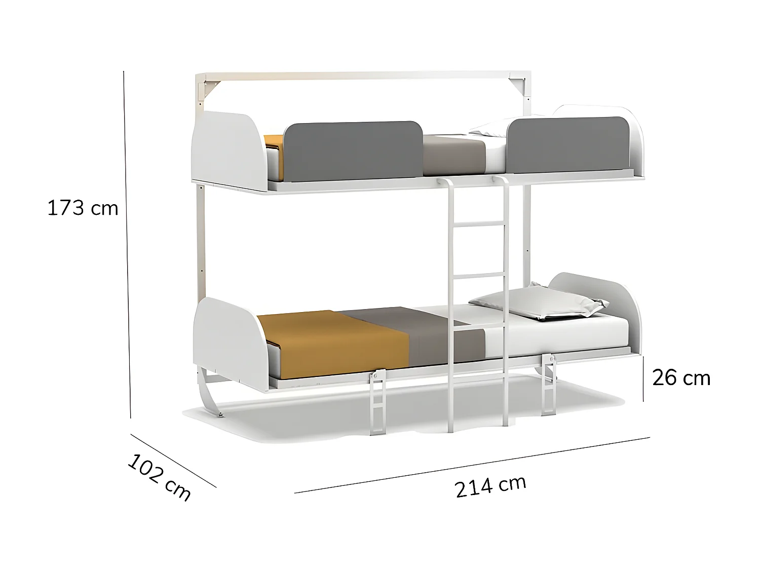 Etagenbett klappbar weiß 90x200/90x200cm