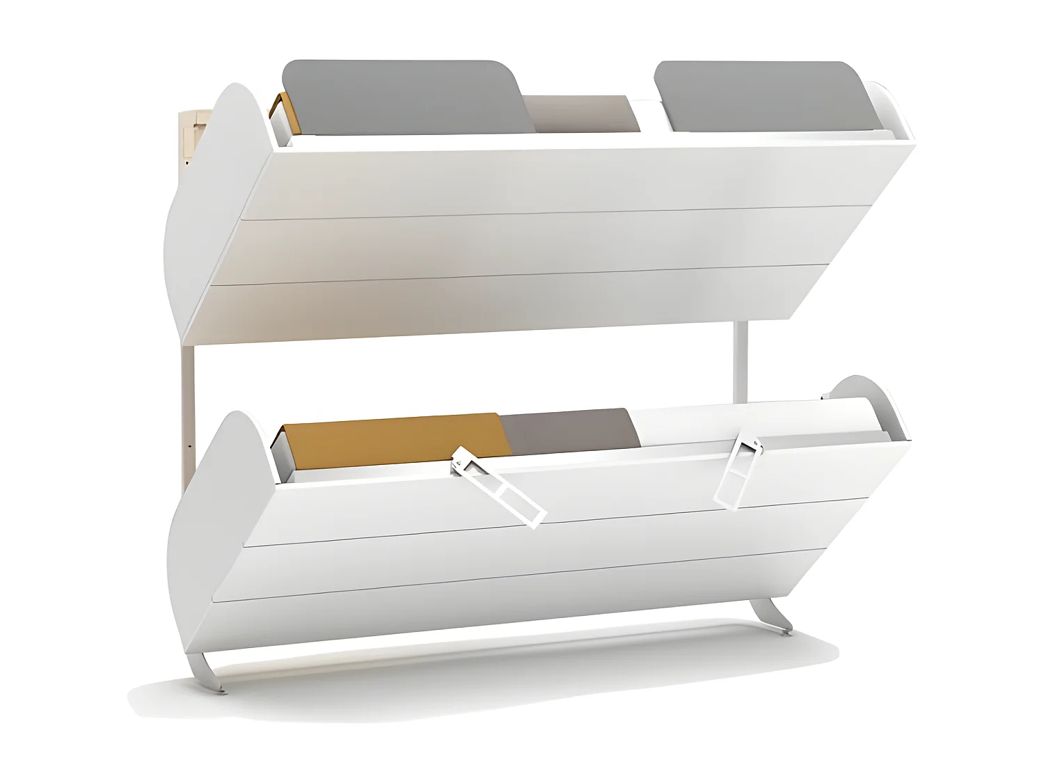 Lit superposé escamotable + matelas blanc 90x200/90x200cm