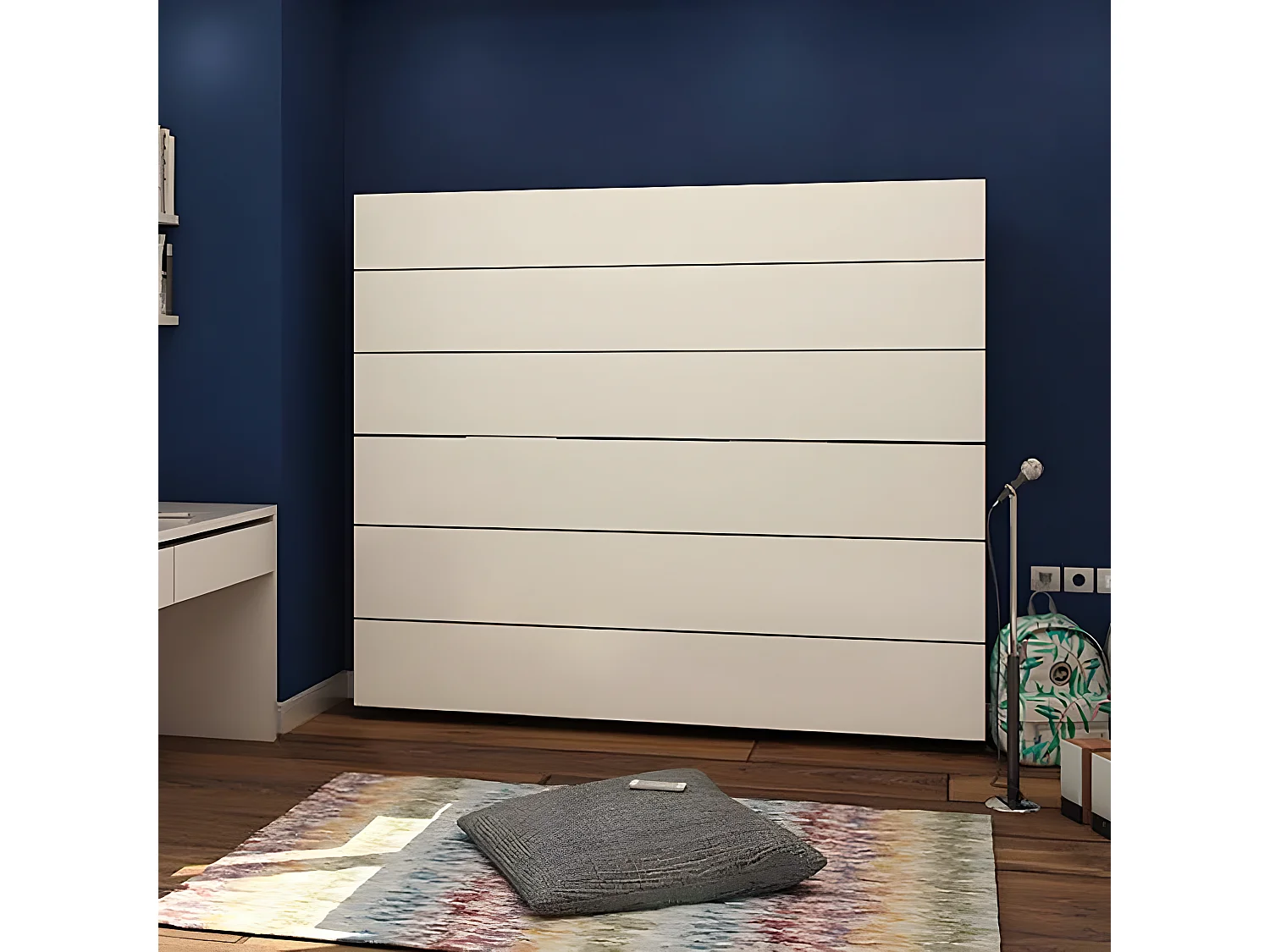 Lit superposé escamotable + matelas blanc 90x200/90x200cm