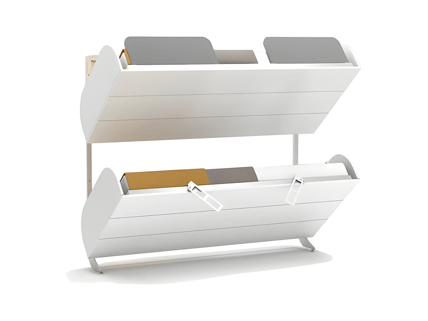 Lit superposé escamotable + matelas blanc 90x200/90x200cm