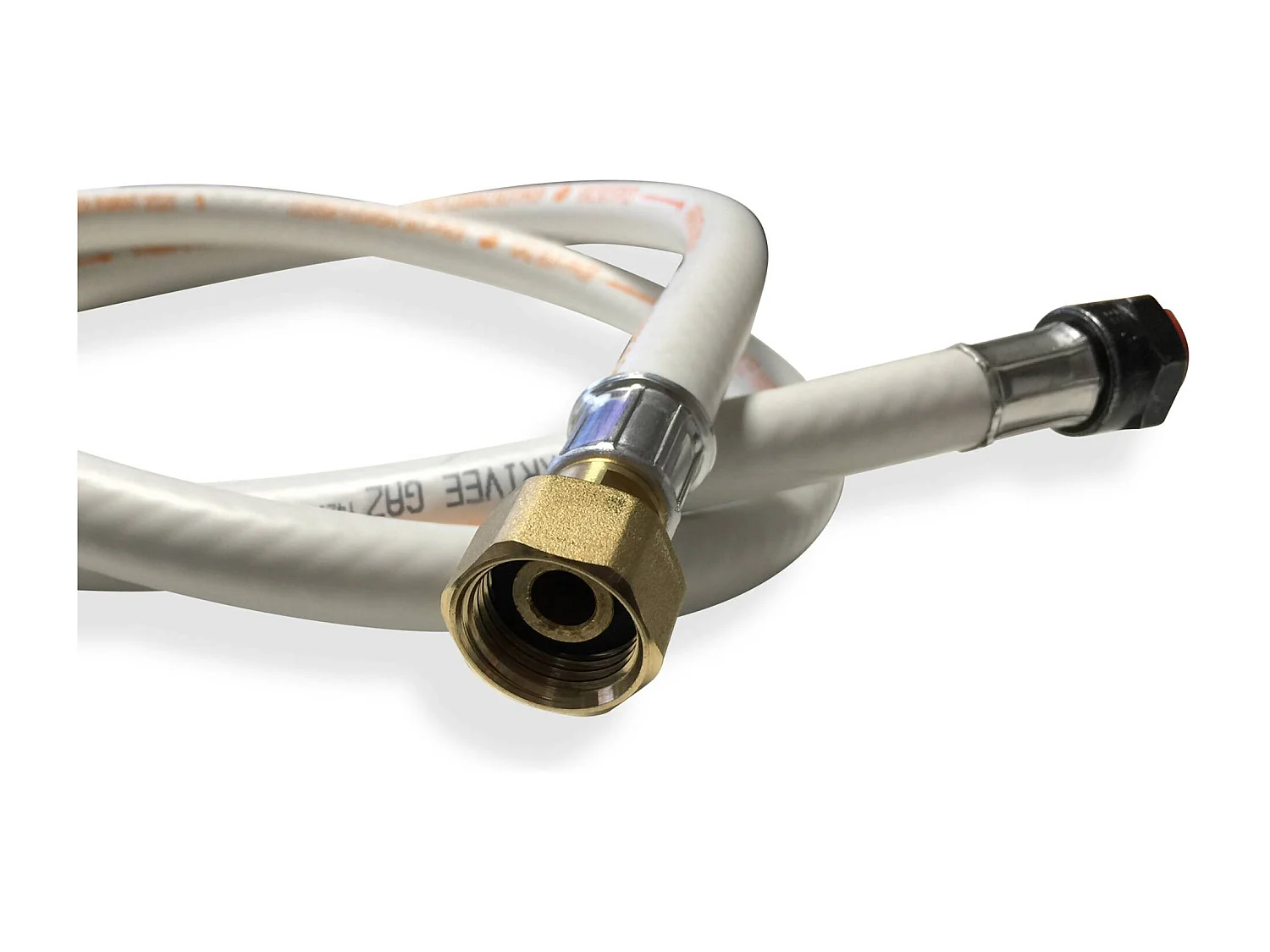 Flexible gaz NF. tuyau à embouts mécaniques - élastomère renforcé. G1/2 - M20x1.5 . Validité 10 ans. joints inclus. propane ou butane. 1.5m