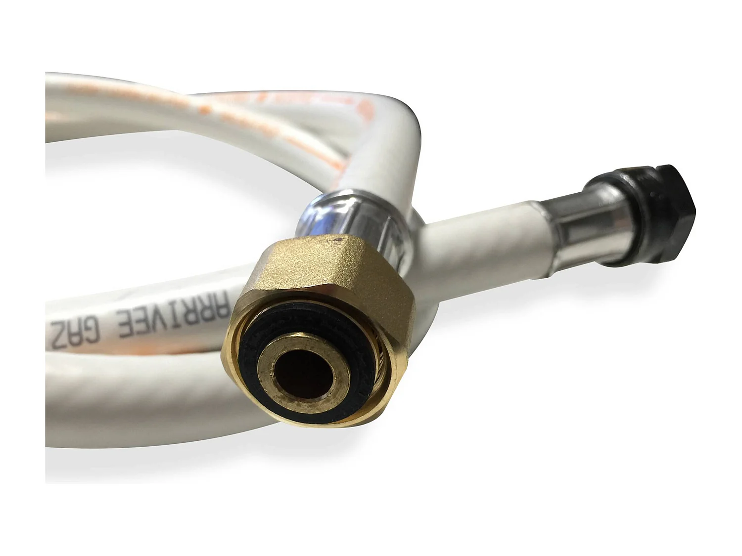 Flexible gaz NF. tuyau à embouts mécaniques - élastomère renforcé. G1/2 - M20x1.5 . Validité 10 ans. joints inclus. propane ou butane. 1.5m