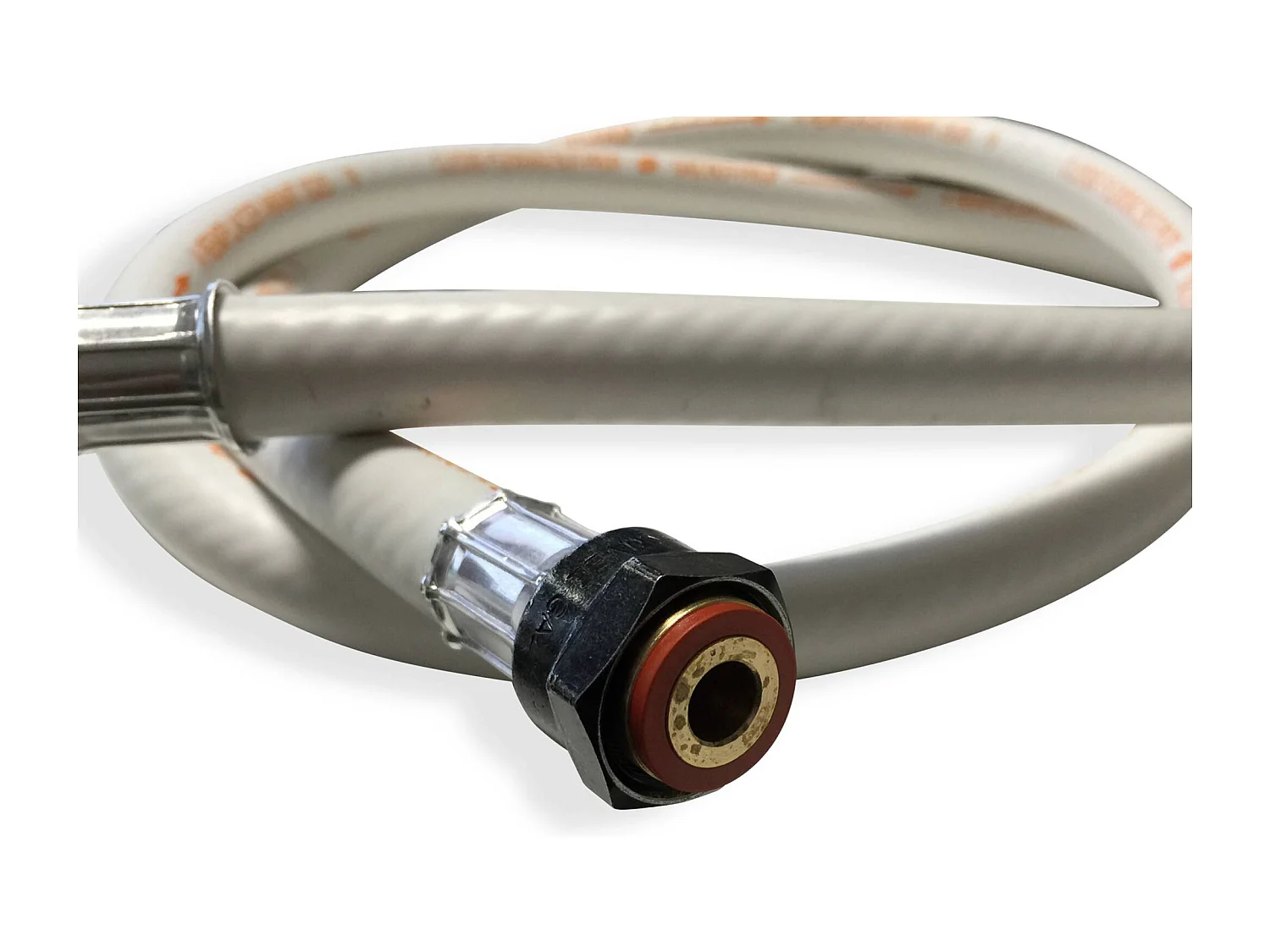 Flexible gaz NF. tuyau à embouts mécaniques - élastomère renforcé. G1/2 - M20x1.5 . Validité 10 ans. joints inclus. propane ou butane. 1.5m