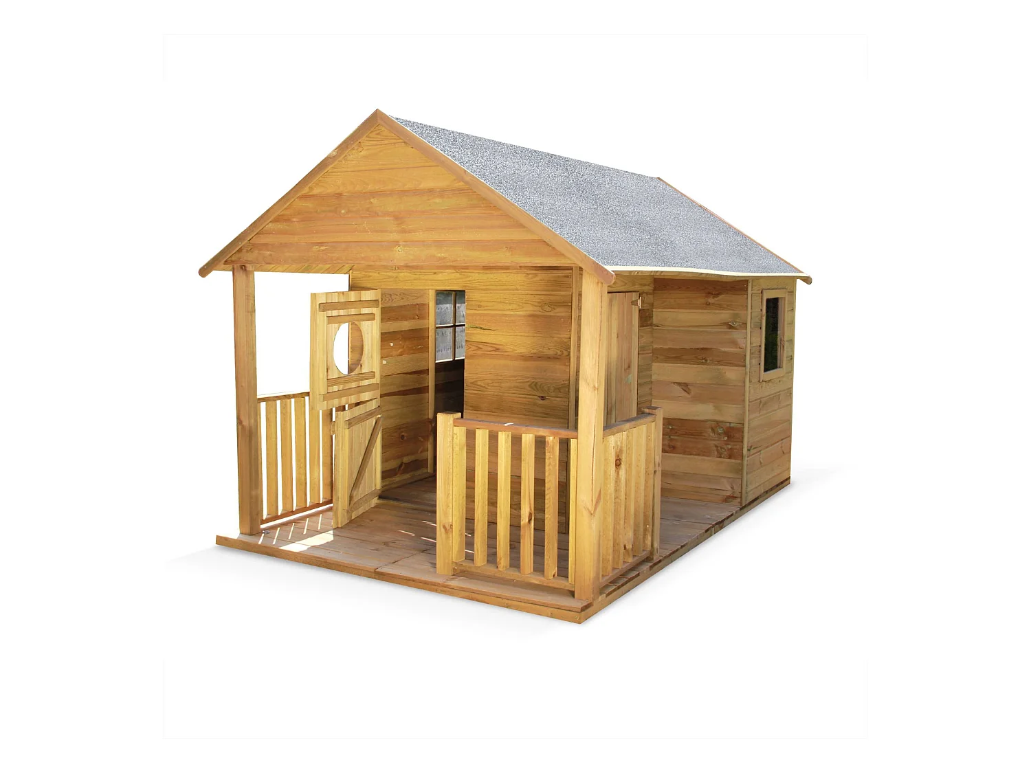 Maisonnette avec véranda en bois de 4.5 m². Rose -  cabane en pin autoclave
