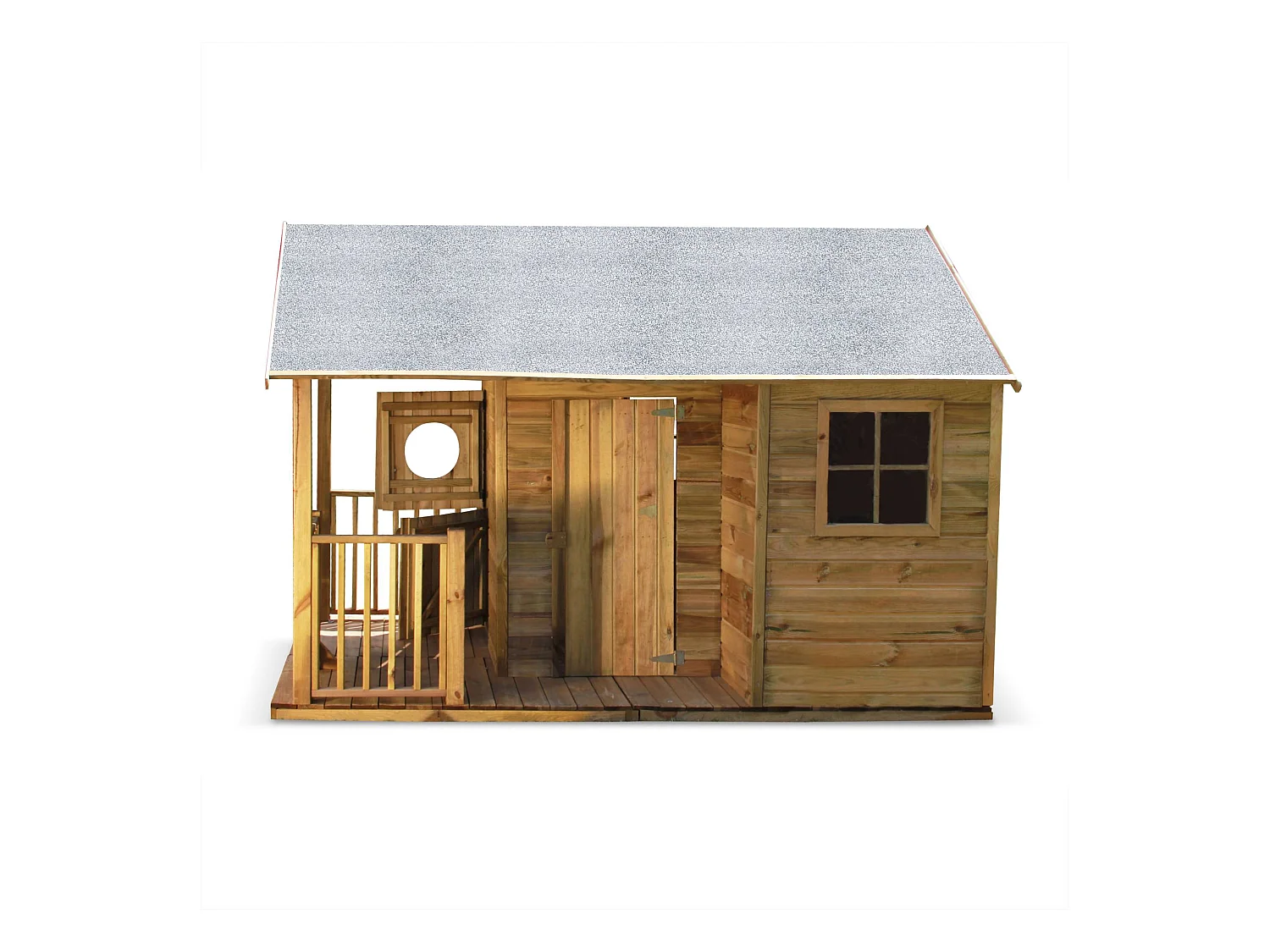 Maisonnette avec véranda en bois de 4.5 m². Rose -  cabane en pin autoclave