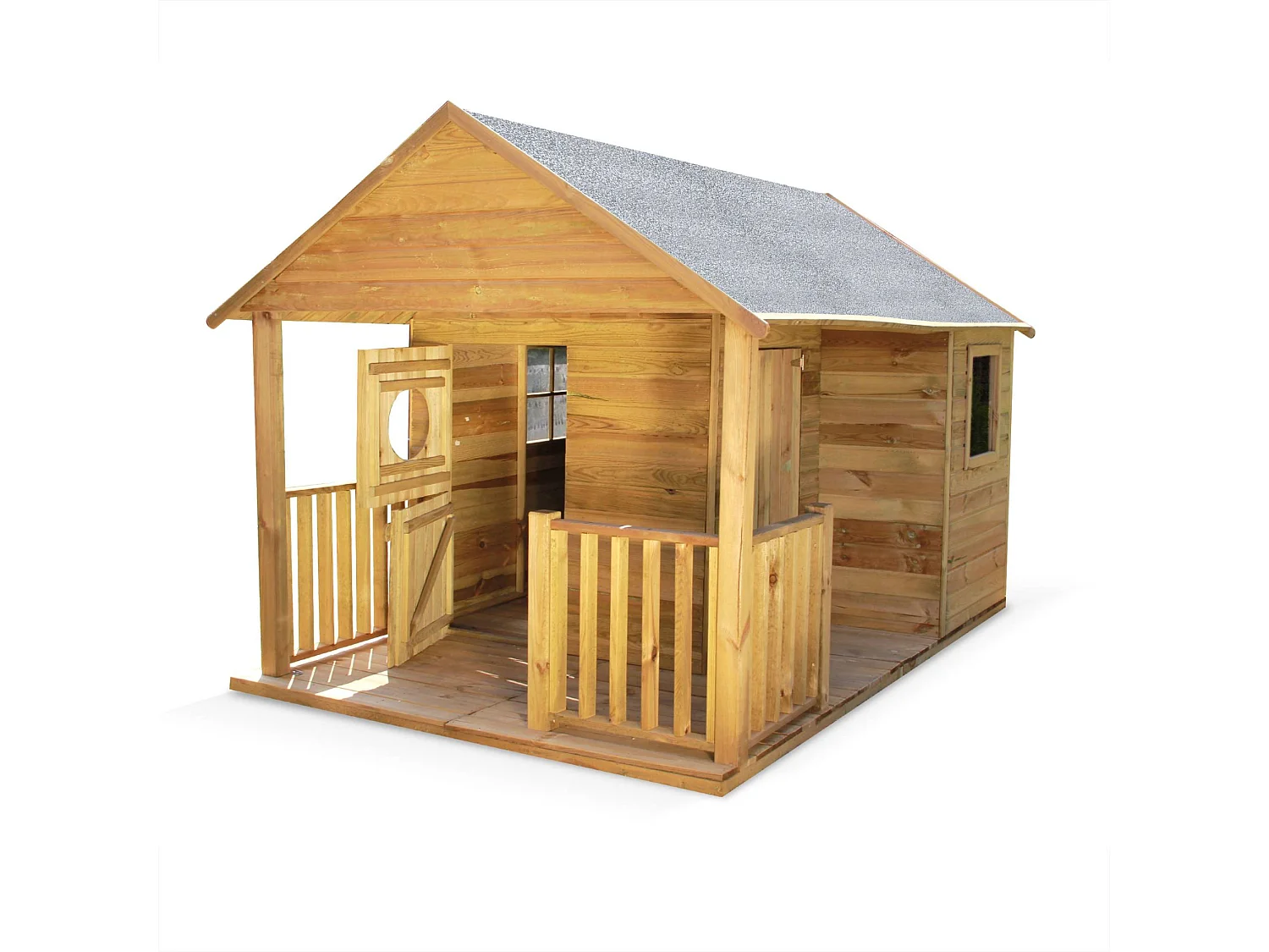 Maisonnette avec véranda en bois de 4.5 m². Rose -  cabane en pin autoclave