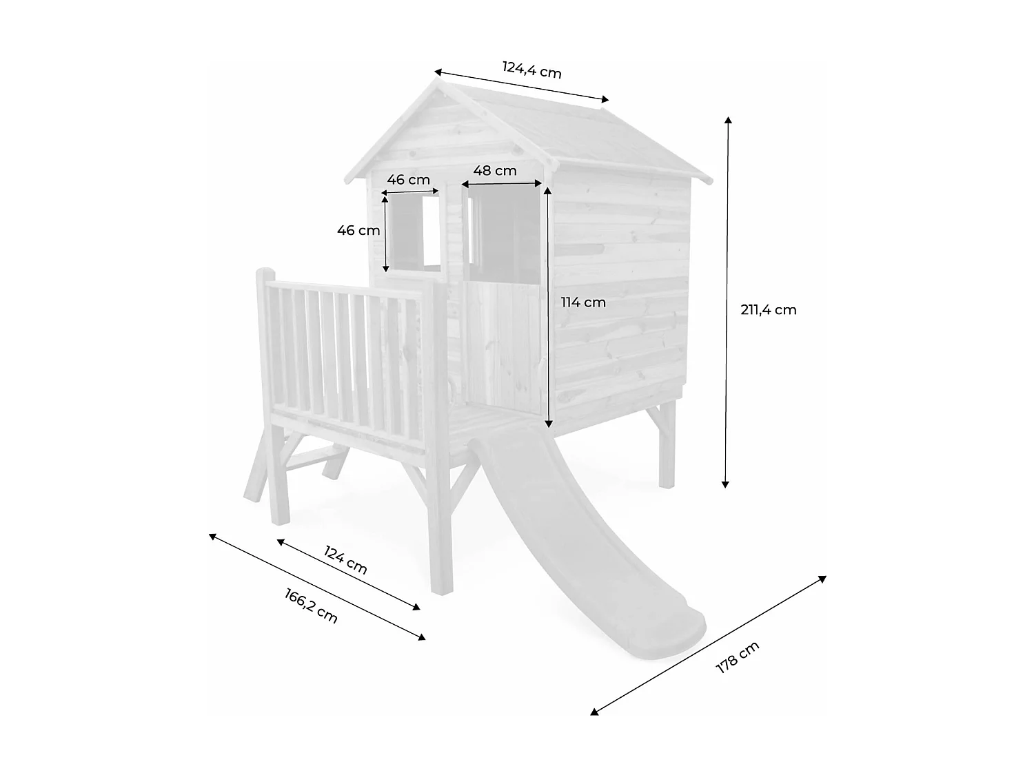 Casa de madera para niños de 2m² madera