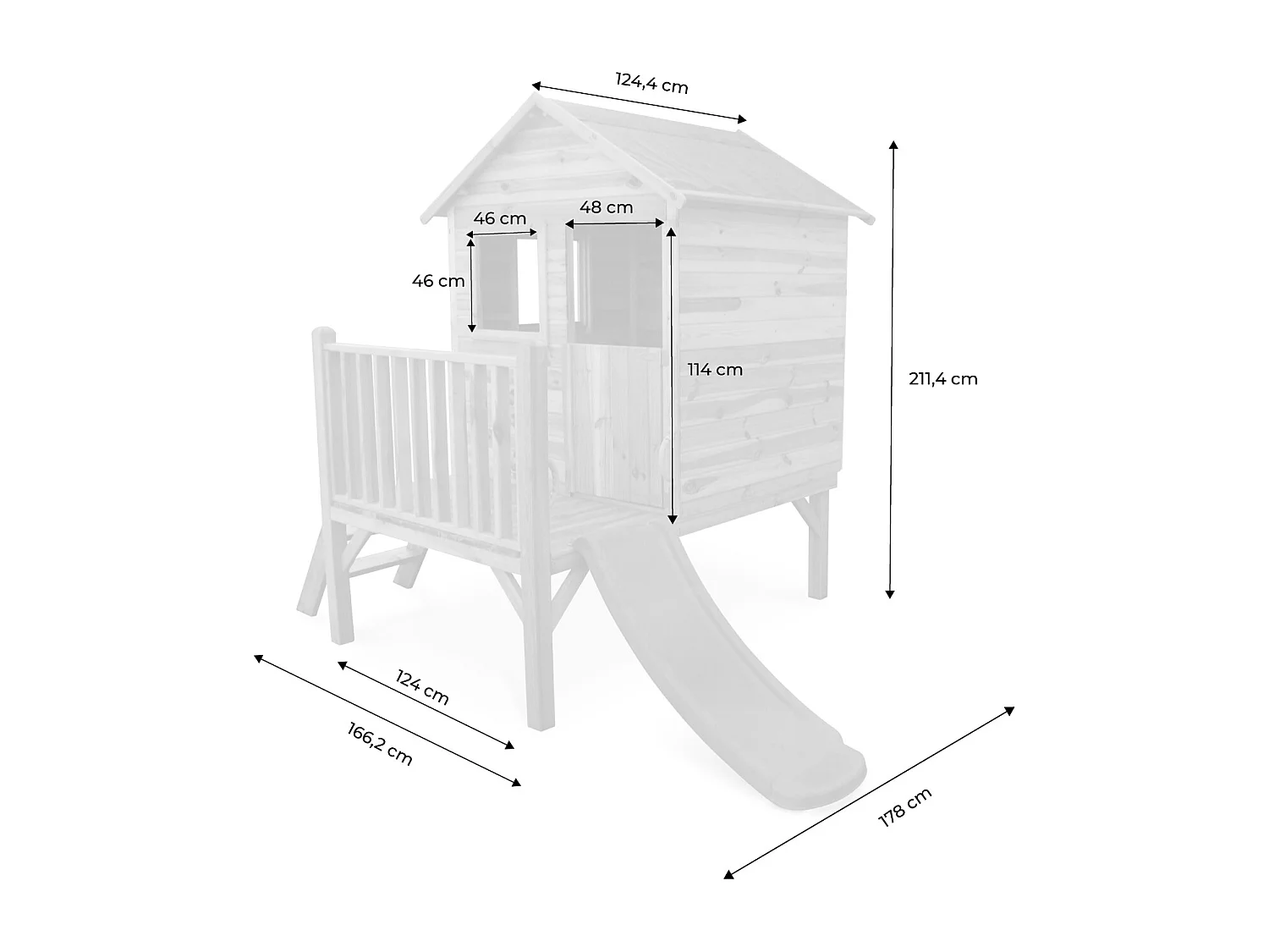 Casa de madera para niños de 2m² madera