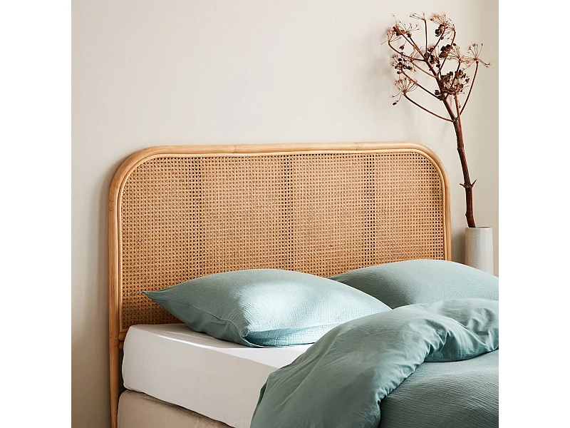 Tête de lit en rotin naturel et cannage. L 140 x P3 x H110cm