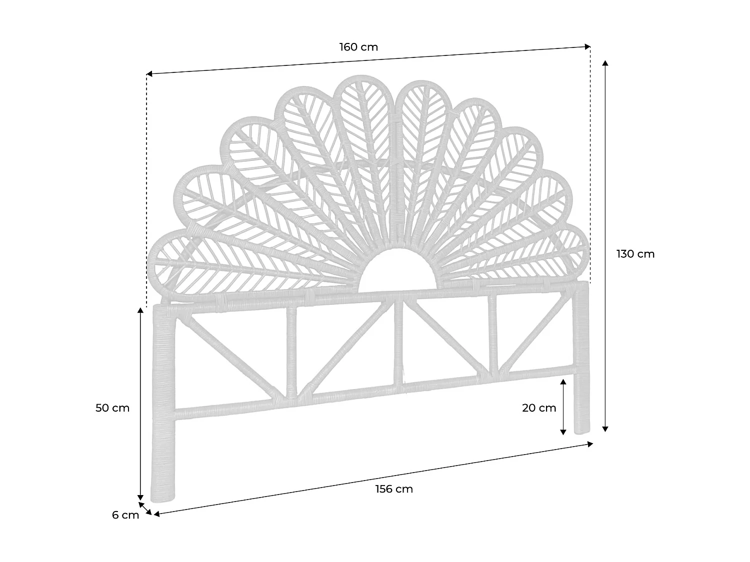 Cabecero de ratán oscuro