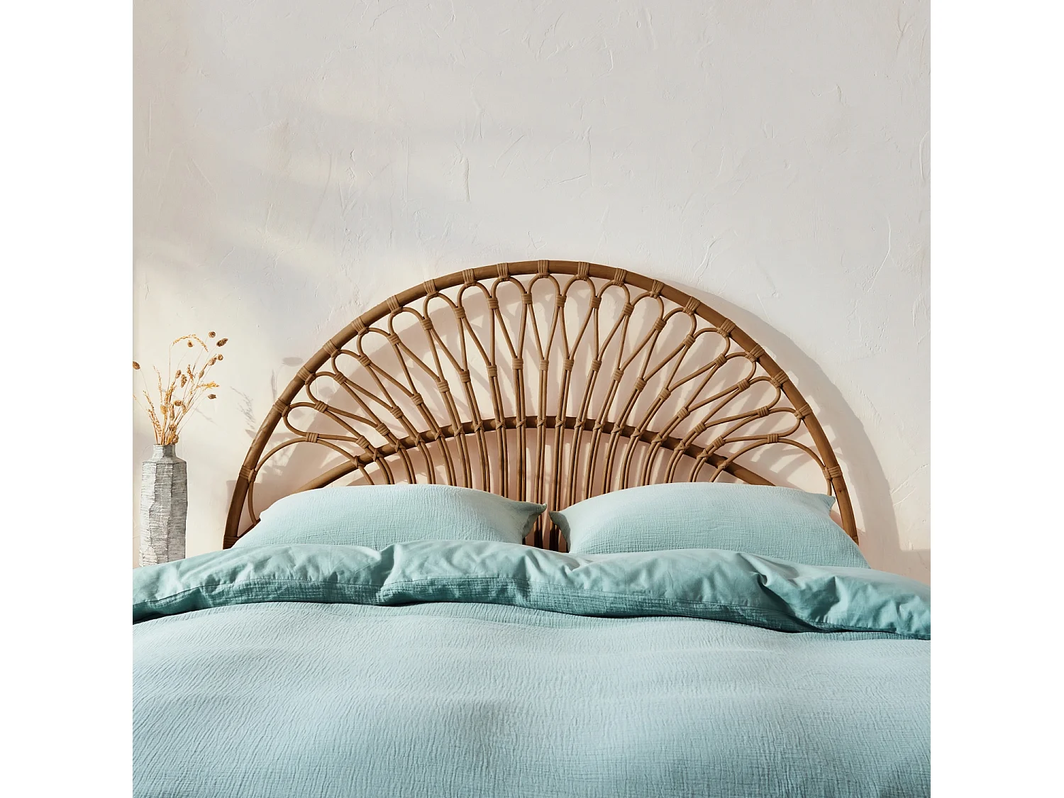 Tête de lit en rotin foncé L 140 x P3 x H115cm