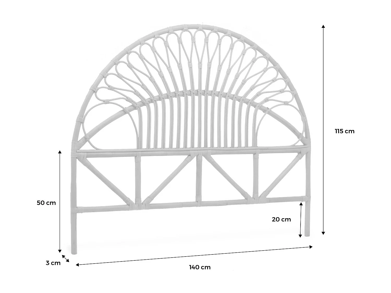 Tête de lit en rotin foncé L 140 x P3 x H115cm