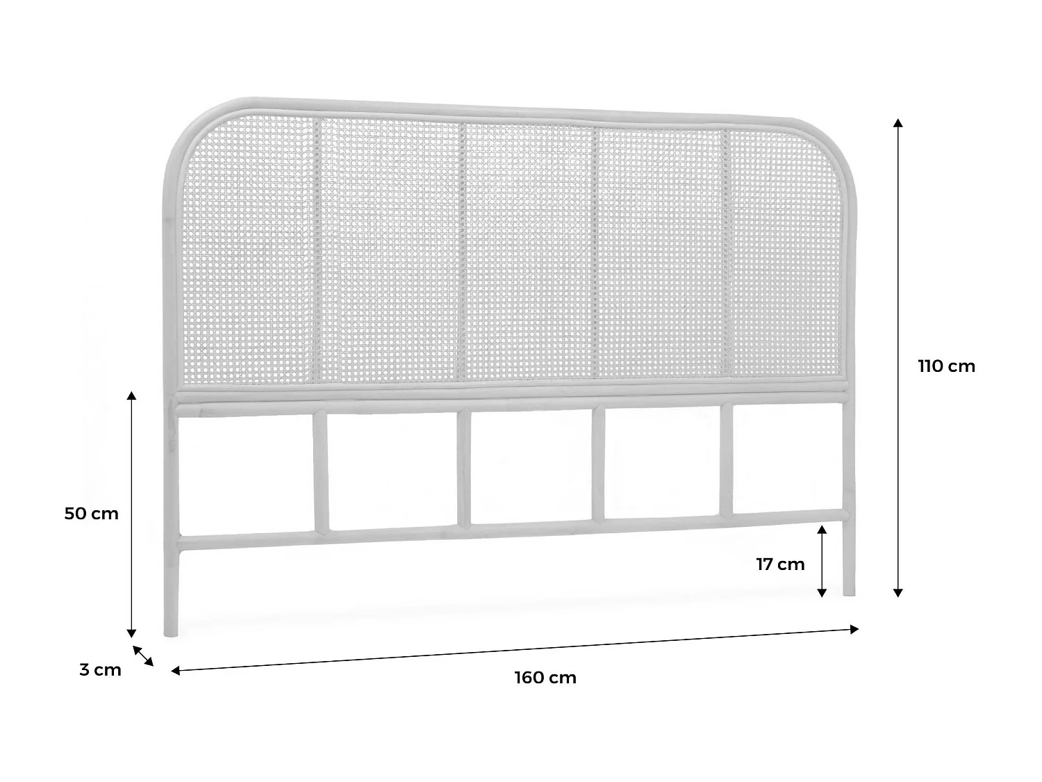 Tête de lit en rotin foncél et cannage. L 160 x P3 x H110cm