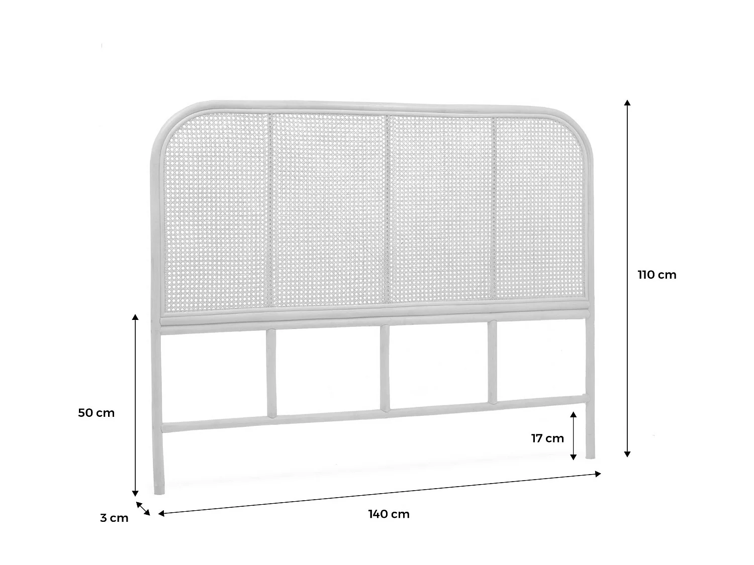 Testata in rattan scuro e canna da zucchero, sumatra, 140x3x110 cm