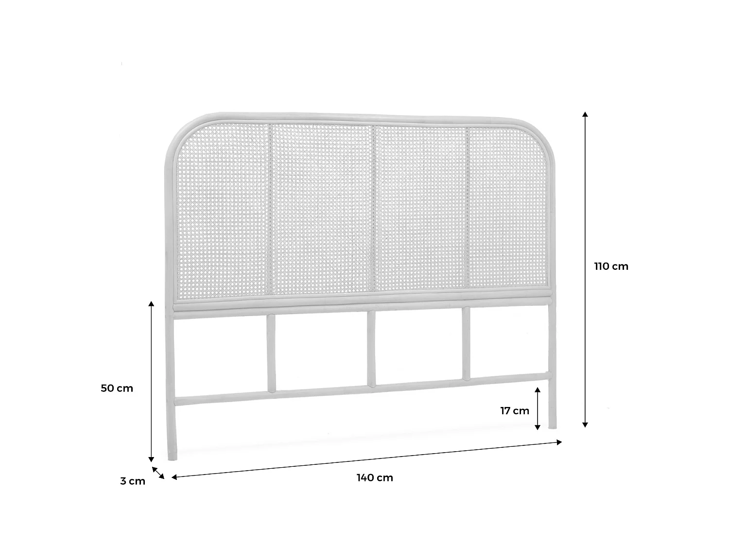 Testata in rattan scuro e canna da zucchero, sumatra, 140x3x110 cm