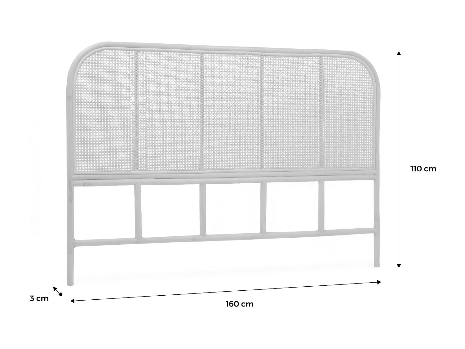 Tête de lit en rotin naturel et cannage. L 160 x P3 x H110cm