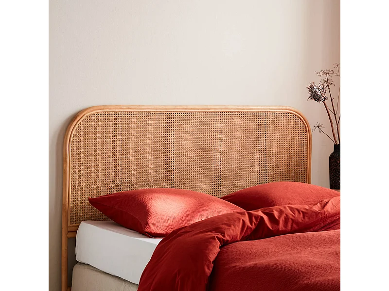 Tête de lit en rotin naturel et cannage. L 160 x P3 x H110cm