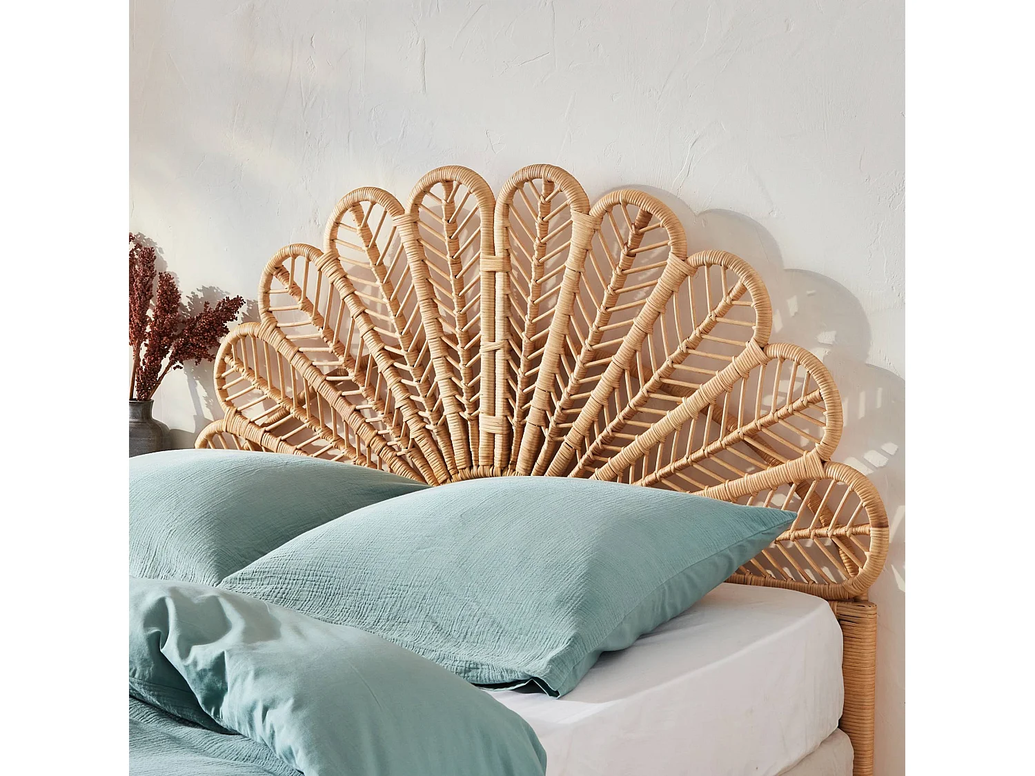 Tête de lit en rotin naturel  L 140 x P6 x H115cm