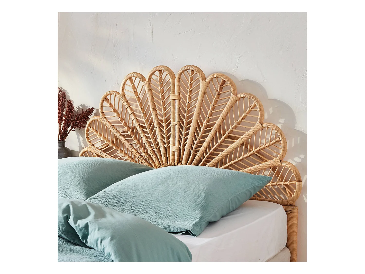 Tête de lit en rotin naturel  L 140 x P6 x H115cm