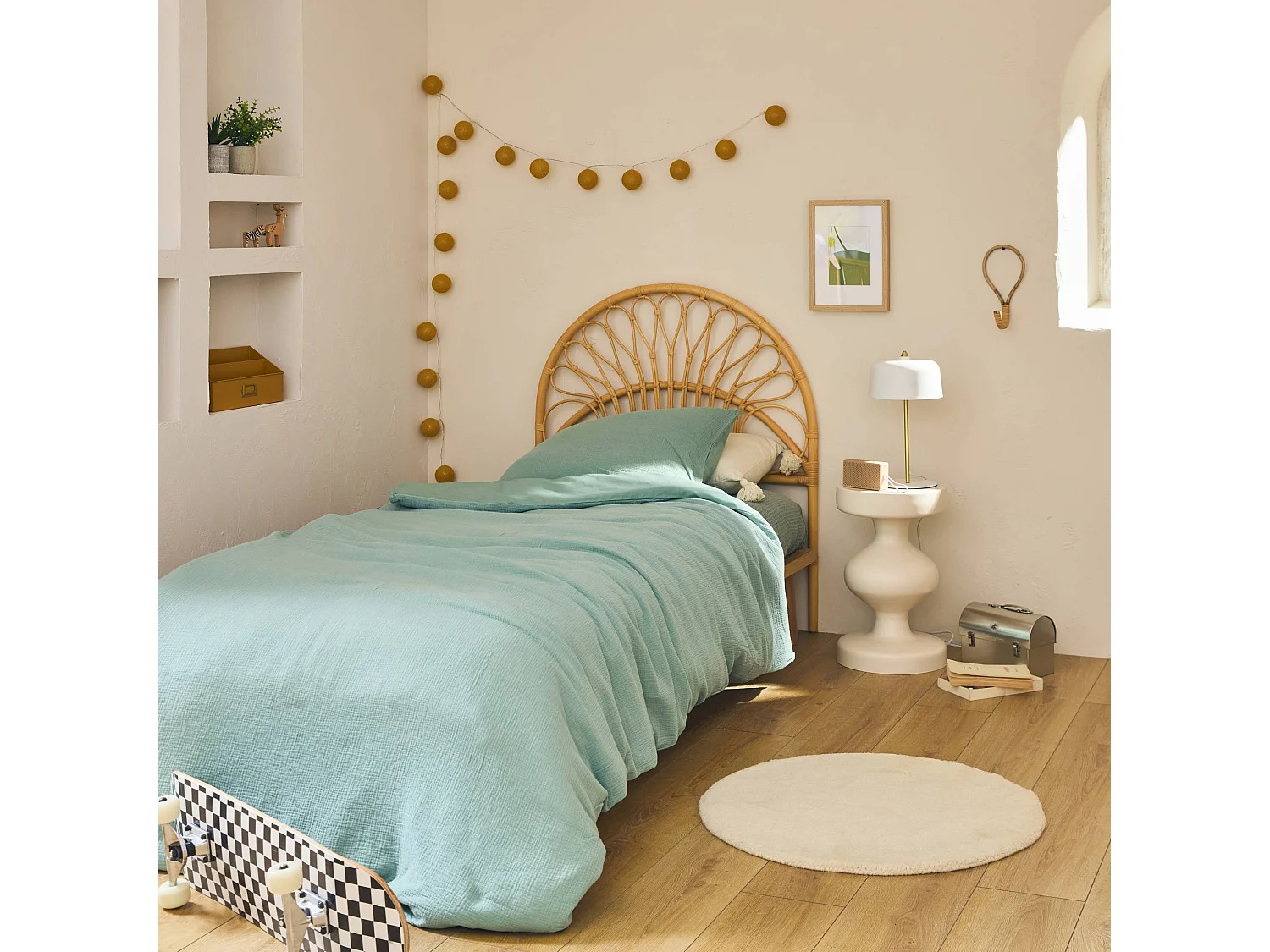 Tête de lit en rotin naturel pour chambre enfant.90x100cm Malacca