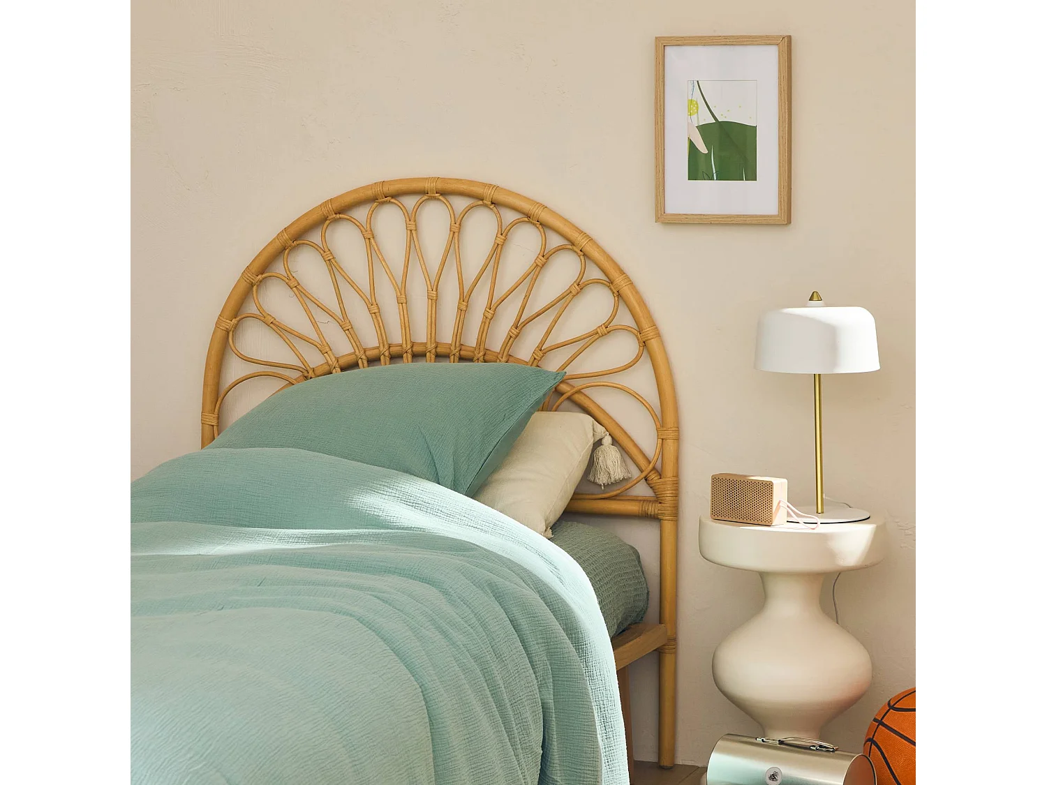 Tête de lit en rotin naturel pour chambre enfant.90x100cm Malacca