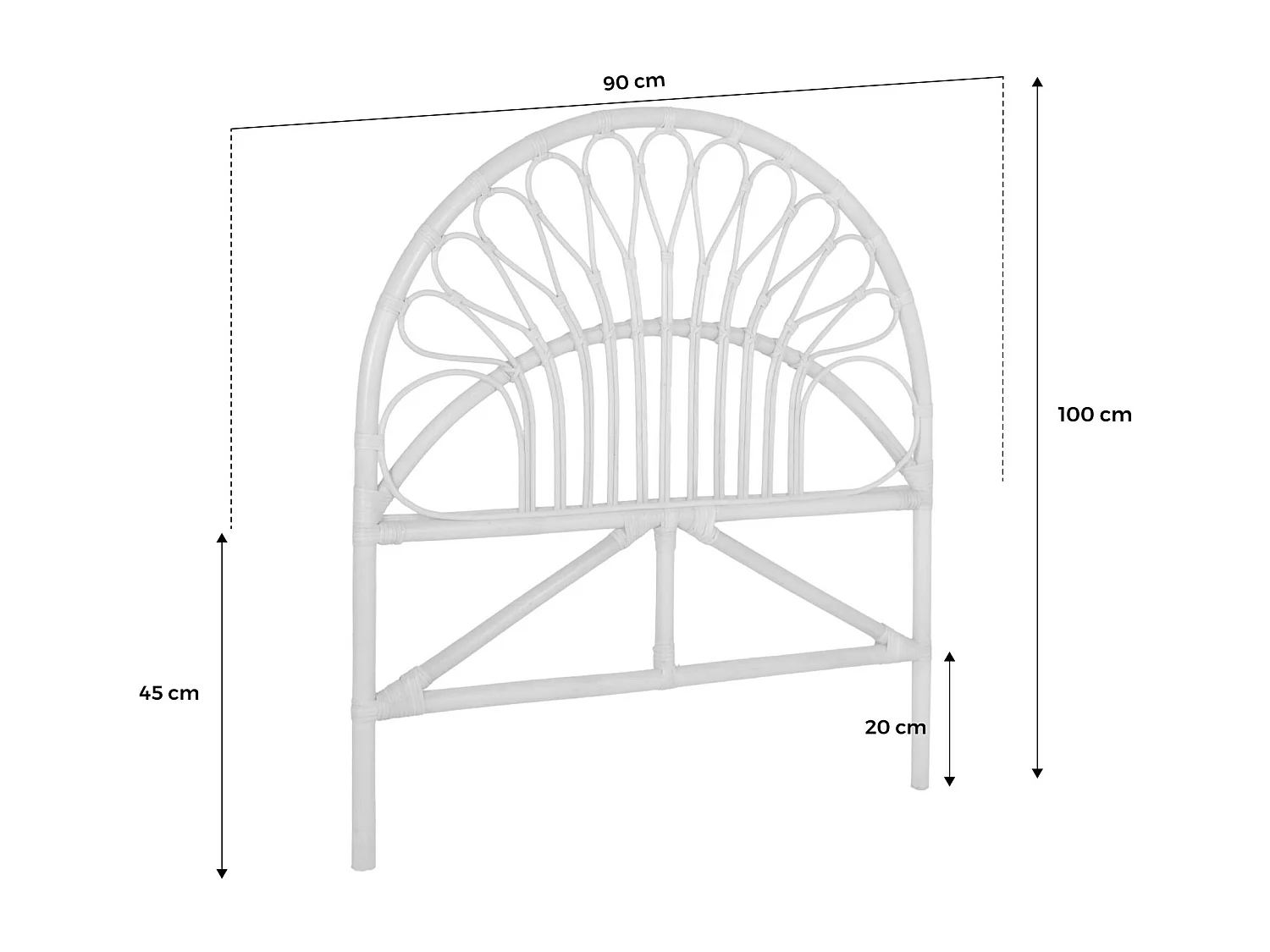 Tête de lit en rotin naturel pour chambre enfant.90x100cm Malacca