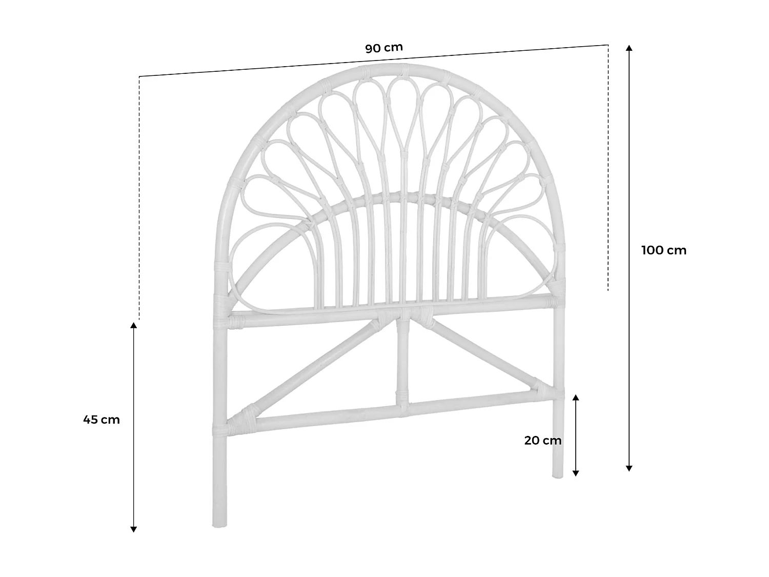 Tête de lit en rotin naturel pour chambre enfant.90x100cm Malacca