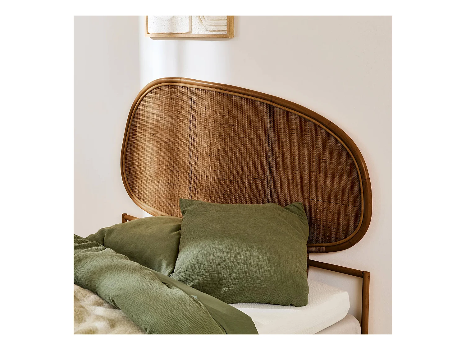 Tête de lit organique en rotin foncé SAMOA 160cm