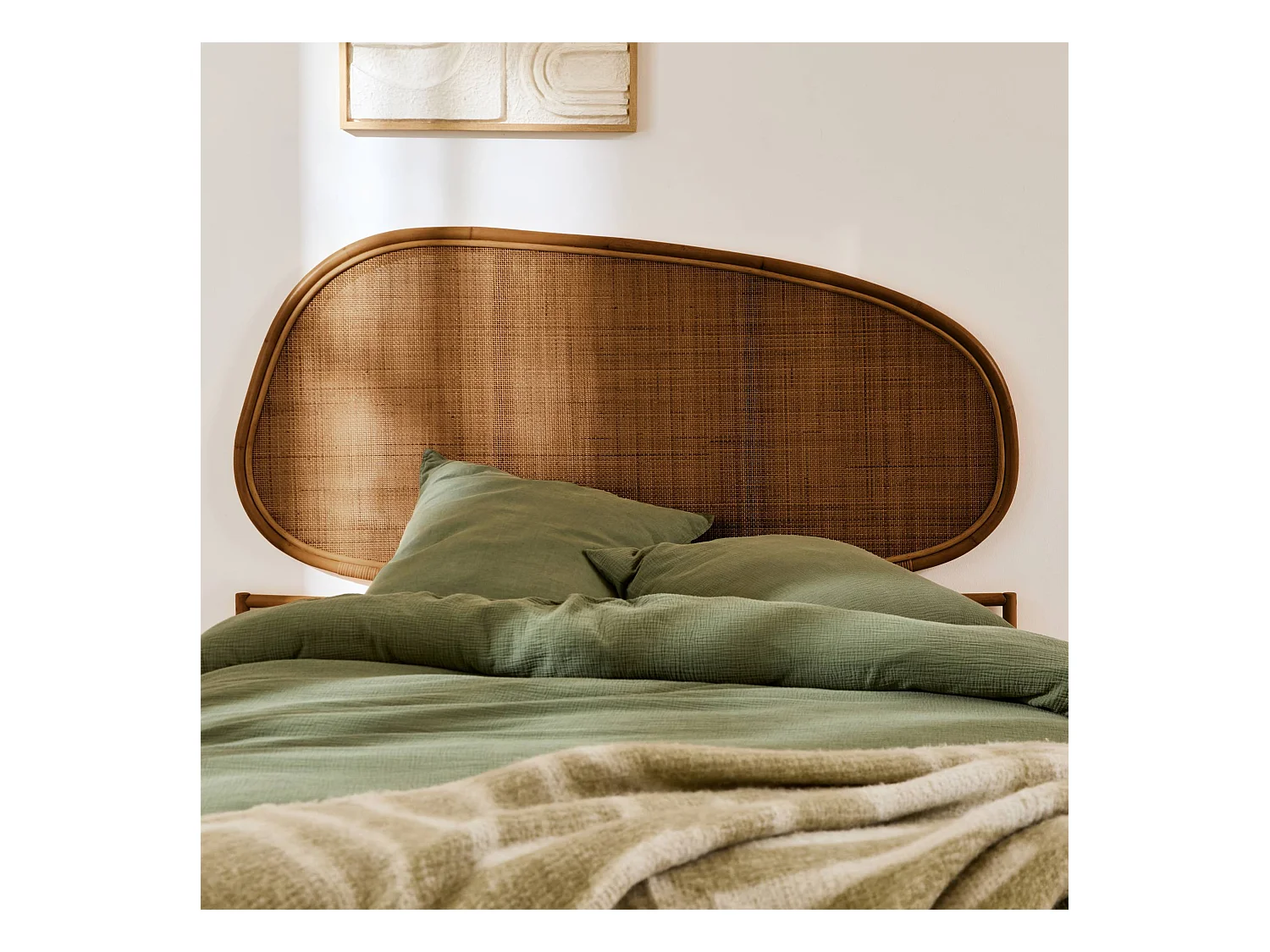 Tête de lit organique en rotin foncé SAMOA 160cm