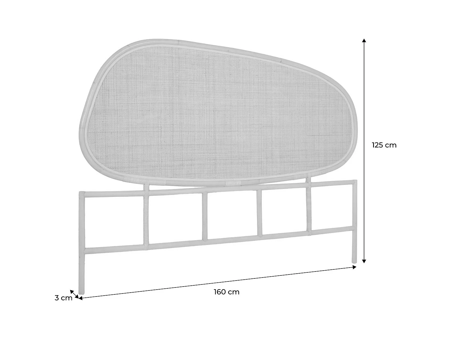 Tête de lit organique en rotin foncé SAMOA 160cm