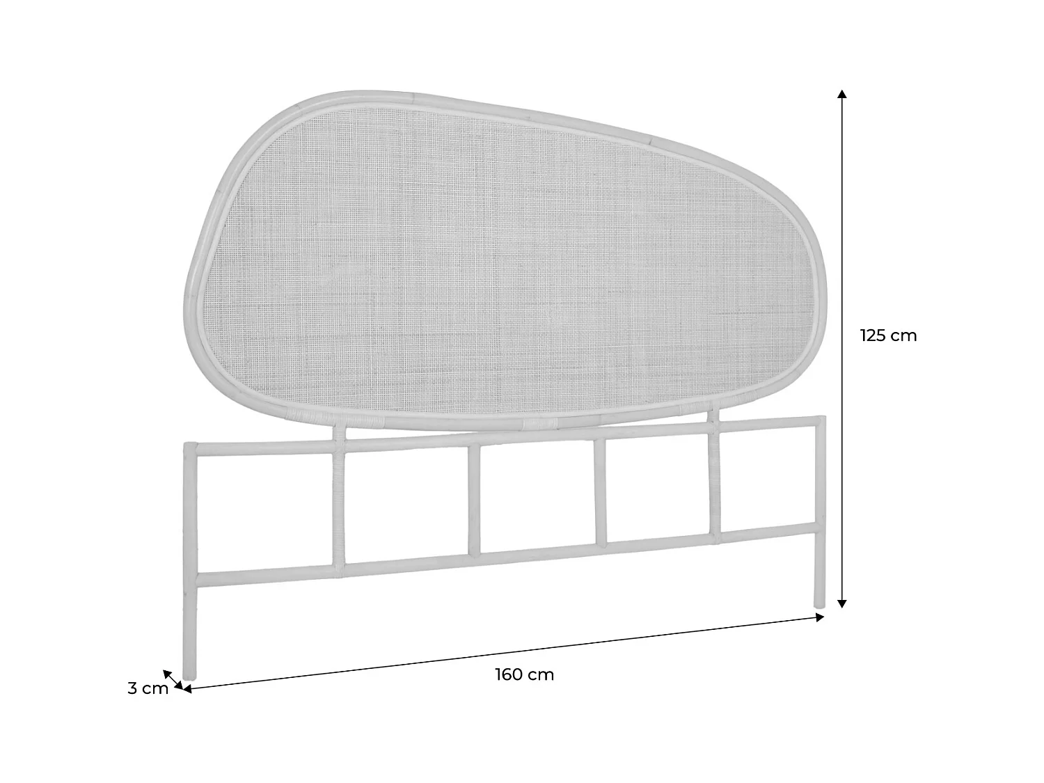 Tête de lit organique en rotin foncé SAMOA 160cm