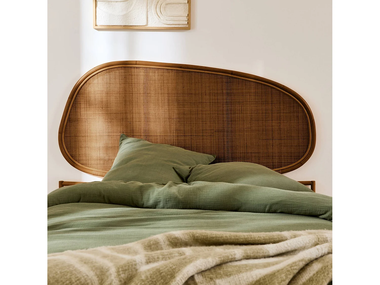 Testata in rattan scuro, samoa, 160x3x120 cm