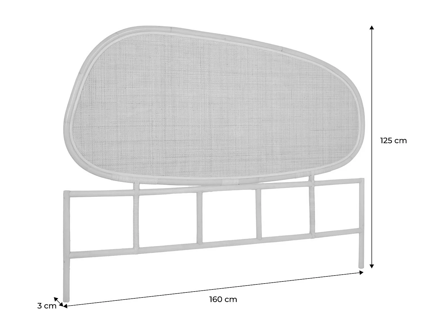 Testata in rattan scuro, samoa, 160x3x120 cm