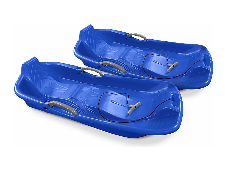 Trineo con frenos y cuerda de 2 plazas, set de 2 azul