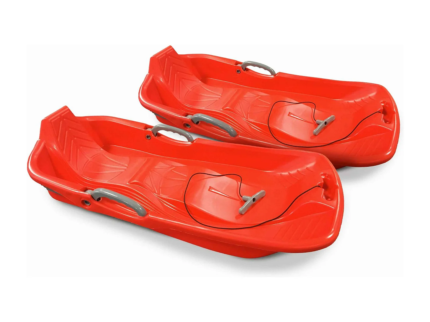 Trineo con frenos y cuerda de 2 plazas, set de 2 rojo