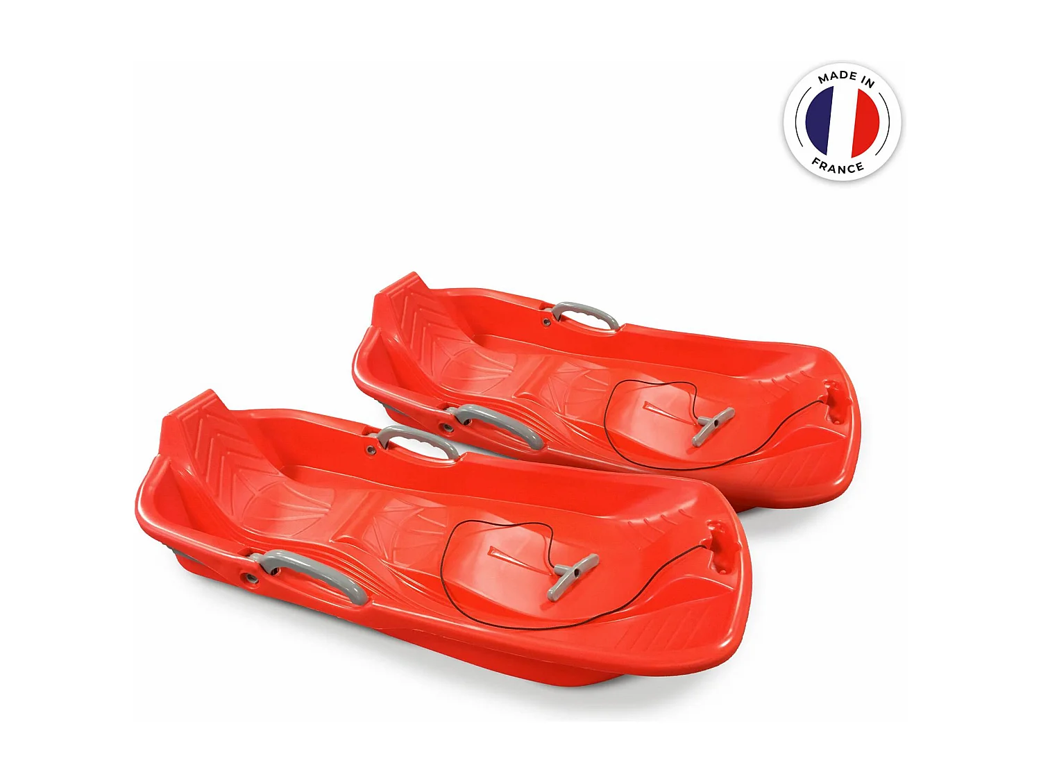 Trineo con frenos y cuerda de 2 plazas, set de 2 rojo