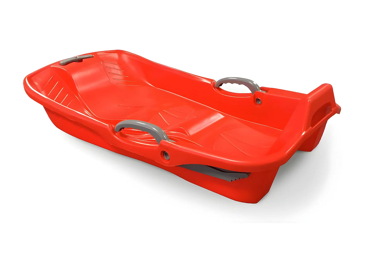 Lot de 2 luges 2 places Rouges avec freins. ficelle et poignée tire luge. Made in France