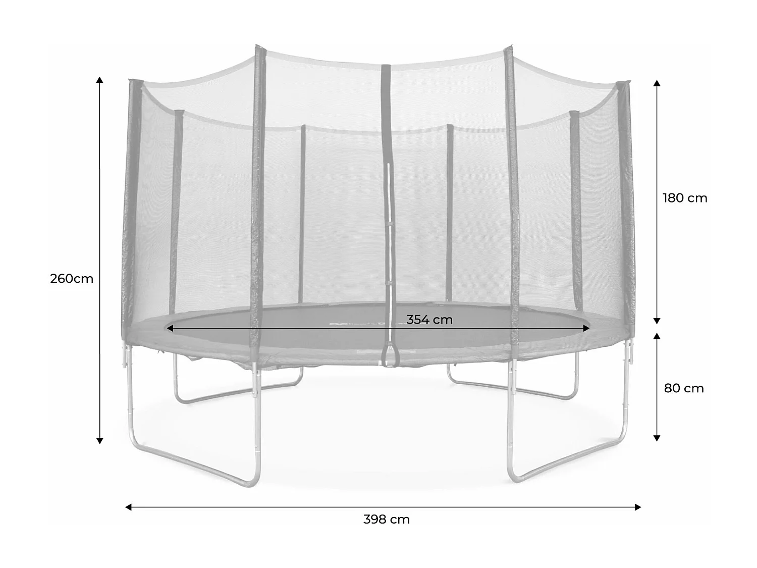 Trampoline rond Ø 400cm gris avec son filet de protection - Mercure - Trampoline de jardin 400 cm 4m| Qualité PRO. | Normes EU