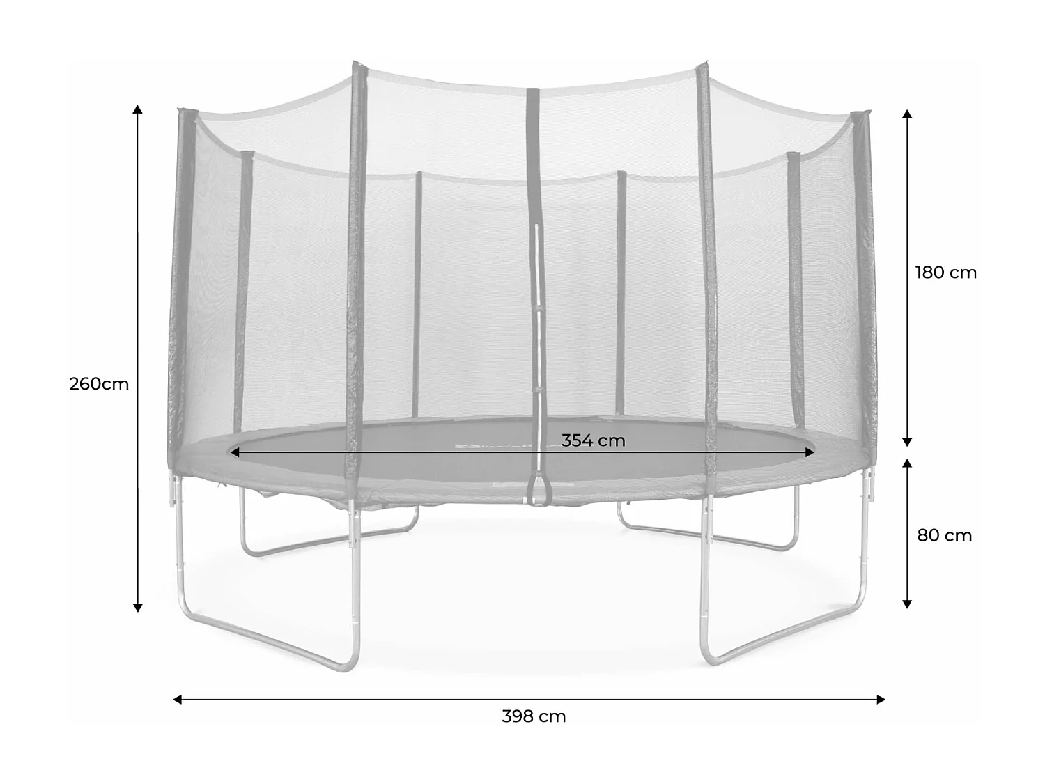 Trampoline 400cm gris avec filet de protection.  échelle. bâche. filet pour chaussures. kit d'ancrage  - Mercure XXL- Trampoline de jardin 400 cm 4m| Qualité