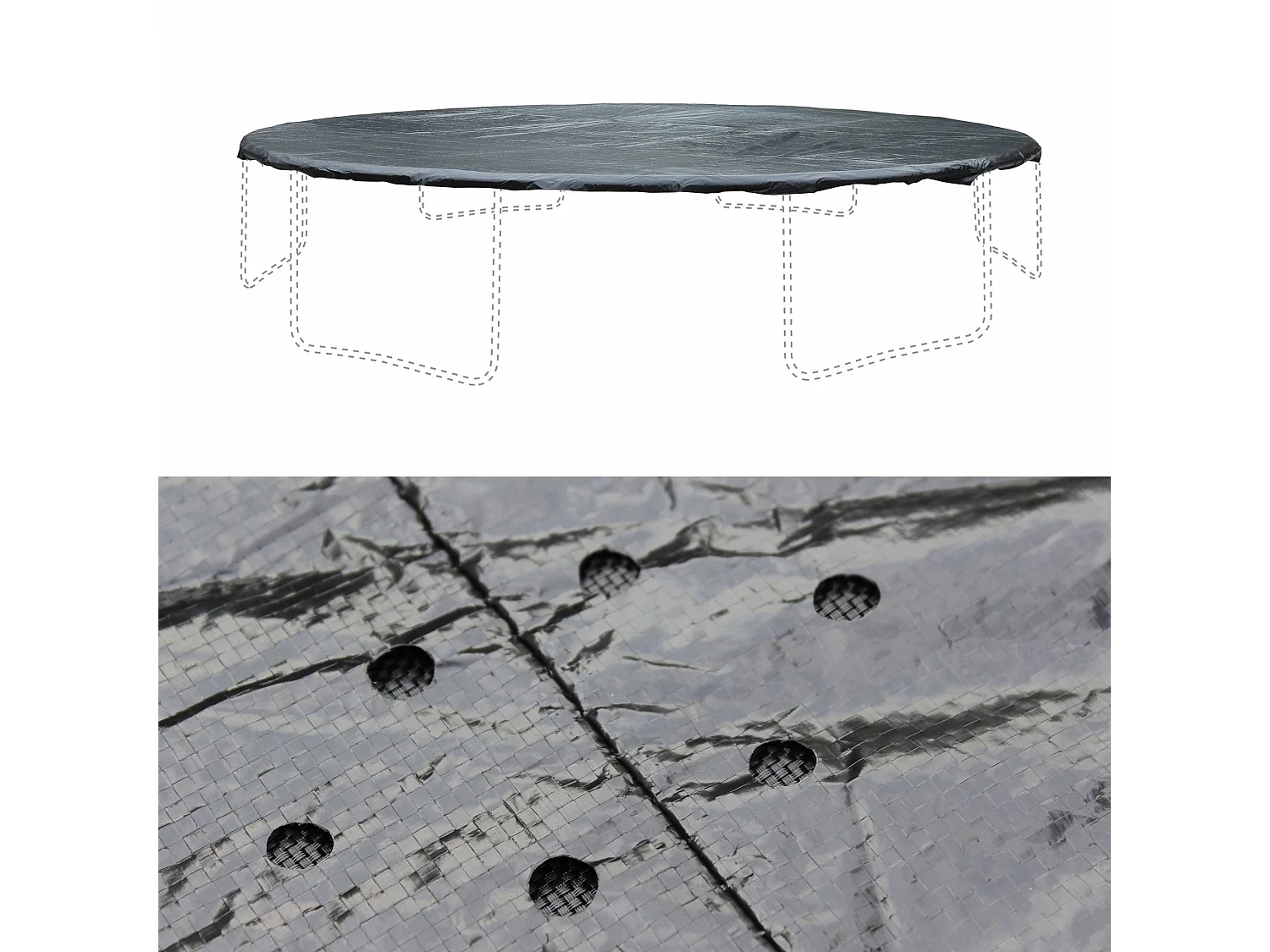 Pack accessoires pour trampoline Ø 490cm Jupiter / Jupiter INNER - Échelle. bâche de protection. filet de rangement pour chaussures et kit d’ancrage