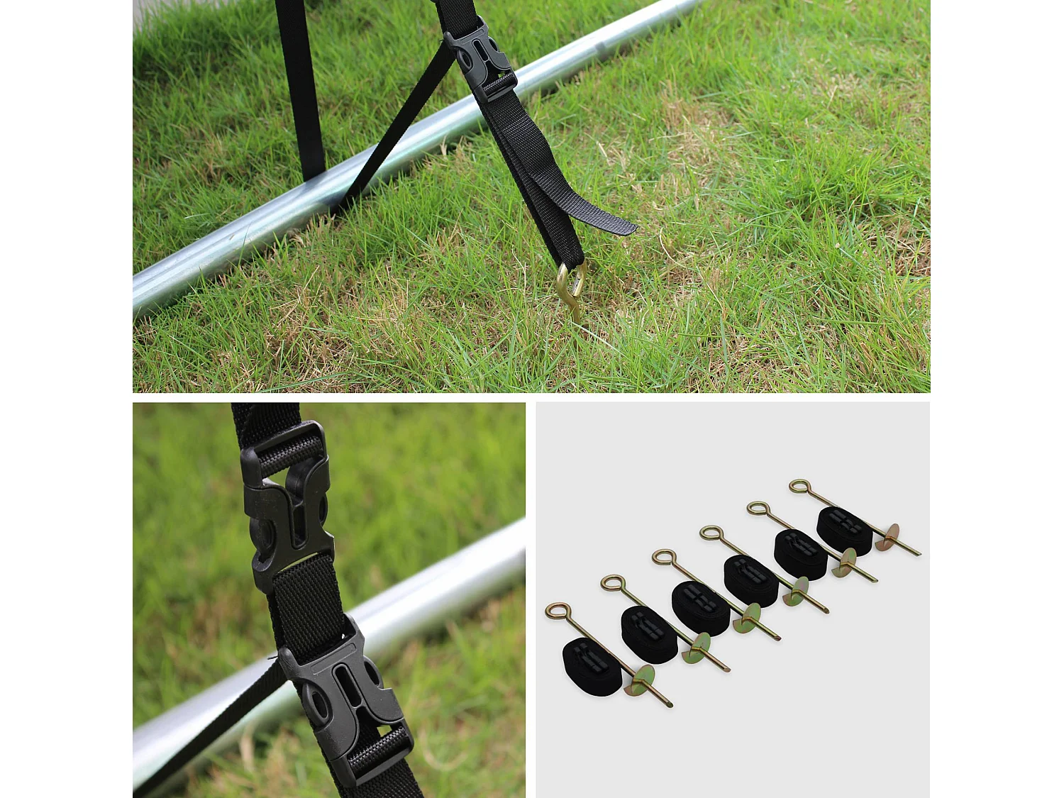 Pack accessoires pour trampoline Ø 490cm Jupiter / Jupiter INNER - Échelle. bâche de protection. filet de rangement pour chaussures et kit d’ancrage