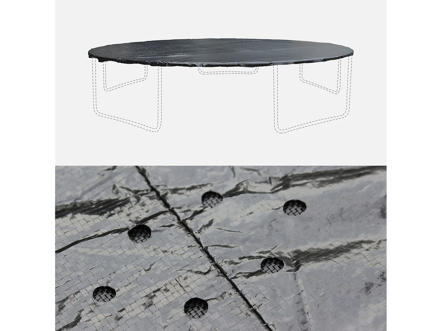 Pack accessoires pour trampoline Ø 490cm Jupiter / Jupiter INNER - Échelle. bâche de protection. filet de rangement pour chaussures et kit d’ancrage