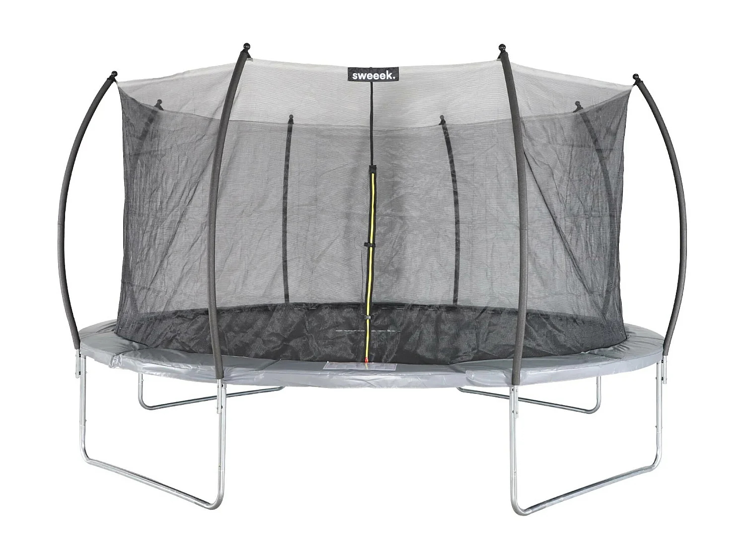 Trampoline rond Ø 490cm gris avec filet de protection intérieur - Jupiter Inner XXL - échelle. bâche. filet pour chaussures et kit d'ancrage 4.90m 490 cm