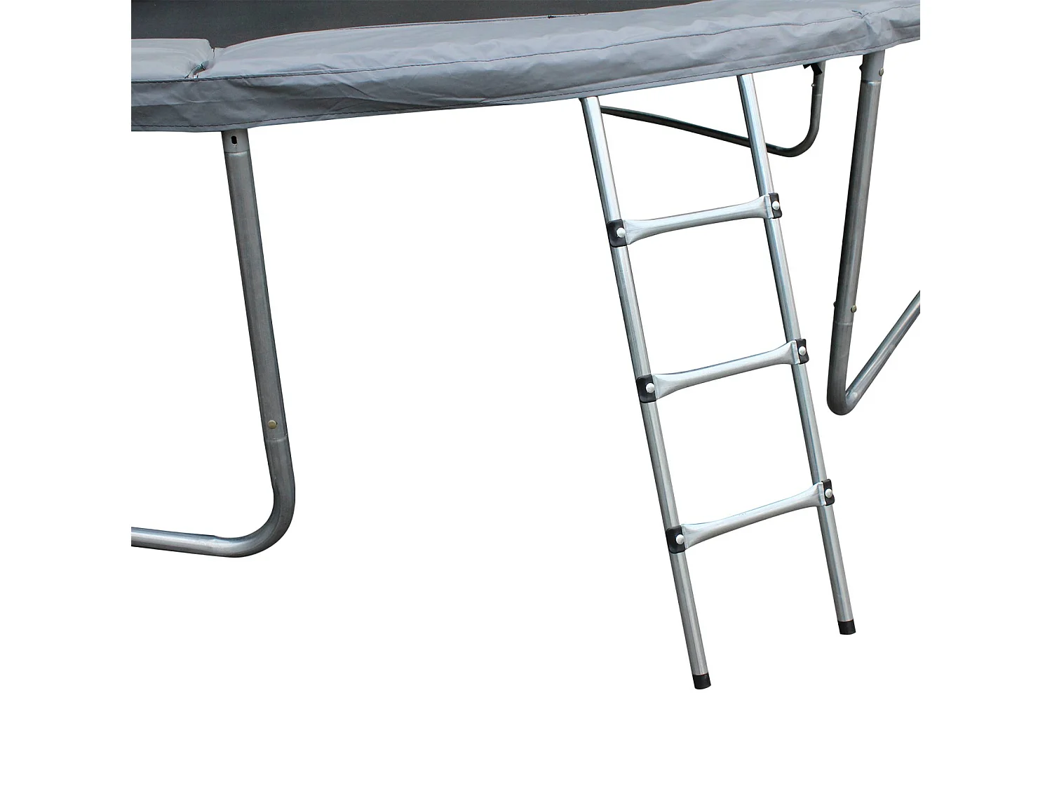 Trampoline rond Ø 490cm gris avec filet de protection intérieur - Jupiter Inner XXL - échelle. bâche. filet pour chaussures et kit d'ancrage 4.90m 490 cm