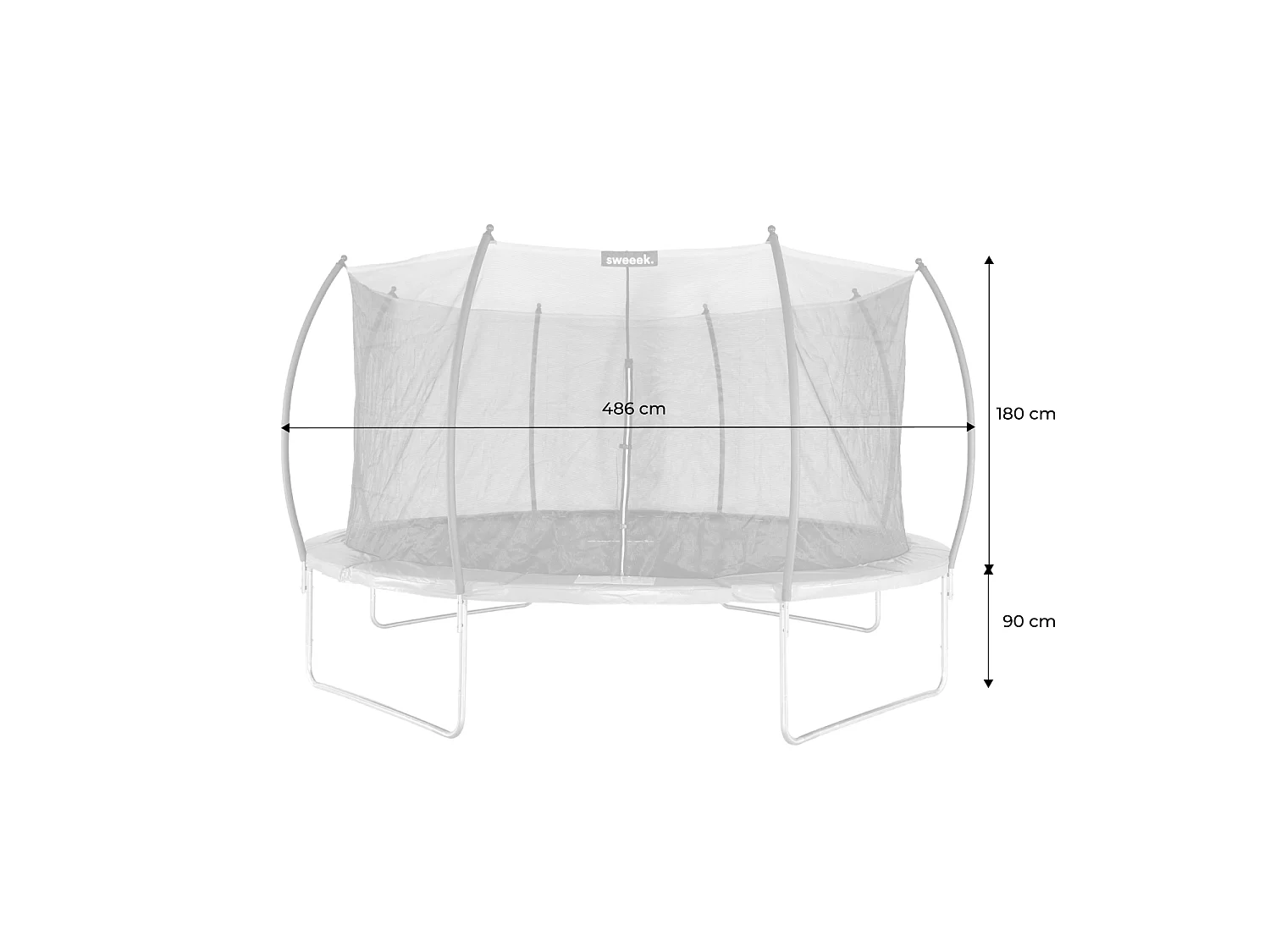 Cama elástica red interior con pack de accesorios, 490cm gris