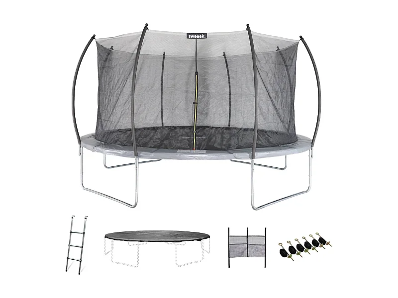 Cama elástica red interior con pack de accesorios, 490cm gris