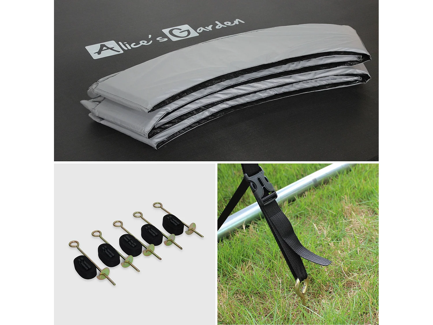 Trampoline 460cm gris avec filet de protection.  échelle. bâche. filet pour chaussures. kit d'ancrage - Neptune XXL - Trampoline de jardin 460 cm 4m | Qualité