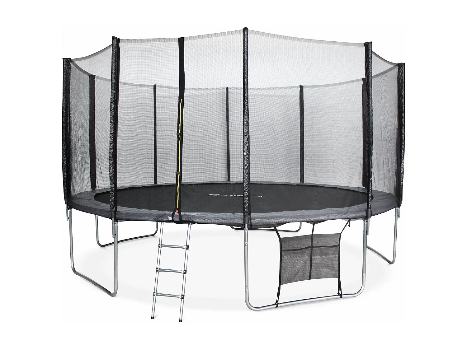 Trampoline ø460cm - neptune xxl gris et filet, échelle, bâche, filet