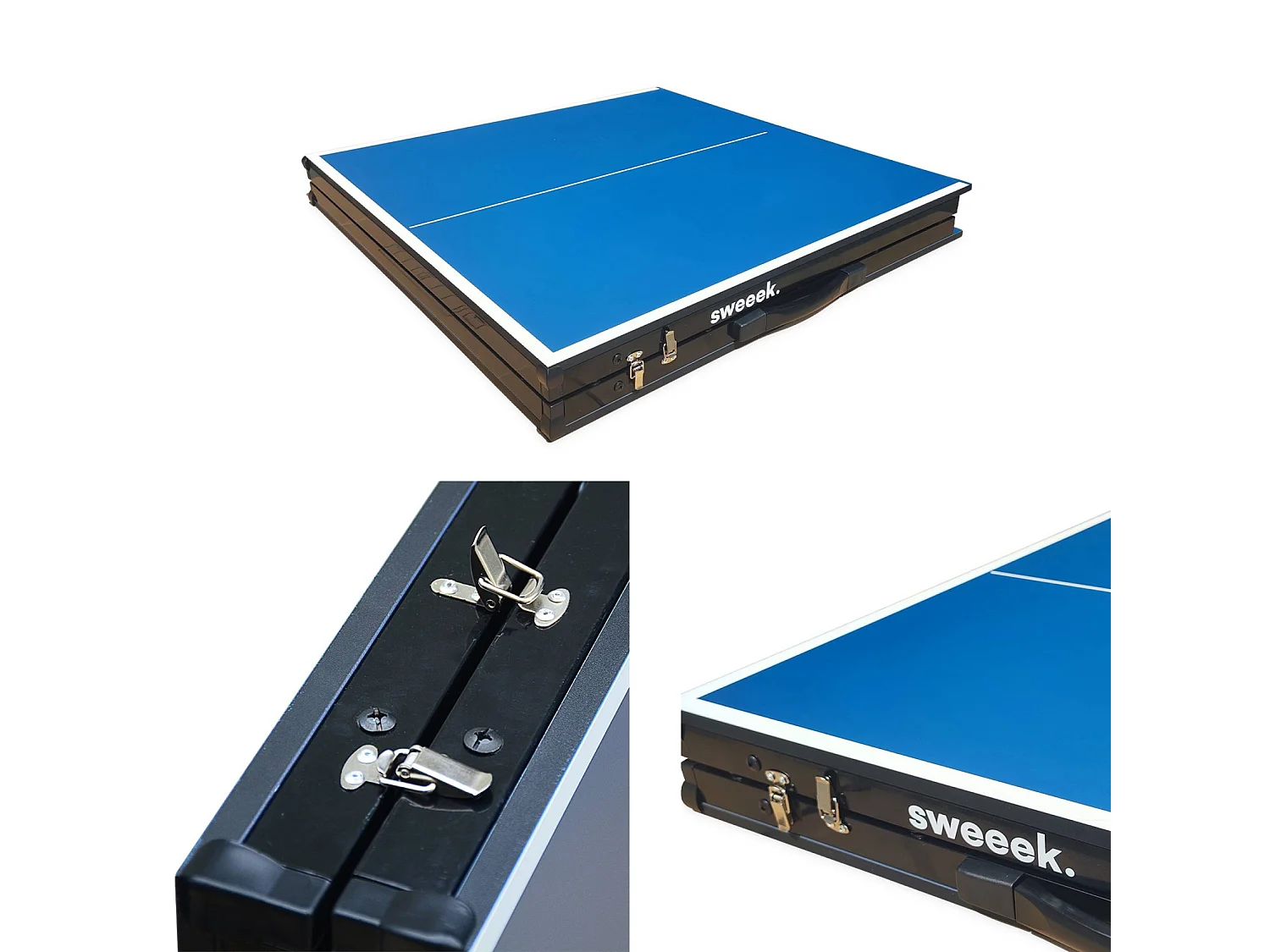 Mini tavolo da ping pong per interni pieghevole con 4 racchette e 6